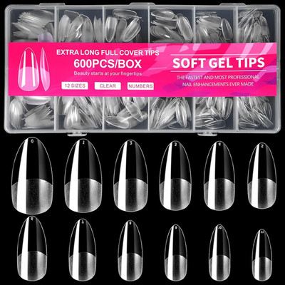 Nageltips Soft Gel Full Cover Medium 600 Stück für natürliches Nageldesign