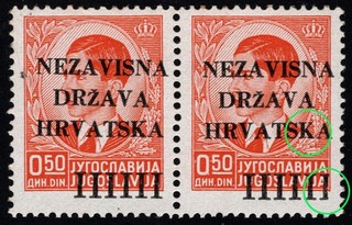 Croatia NDH 1941 Country #1 Pair Pos. 17 18 MNH Plt. Flaws '25 CV 12€