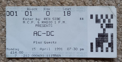 AC/DC ticket stub, Wembley Arena 1991, Razor's Edge Tour | eBay UK