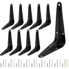 Uenhoy 10 Pack Black Shelf Brackets 4 x 3 inch Metal Floating Shelf Brackets ...
