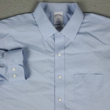 Brooks Brothers Shirt Mens 17 Blue Regent Dress Button Up Long Sleeve