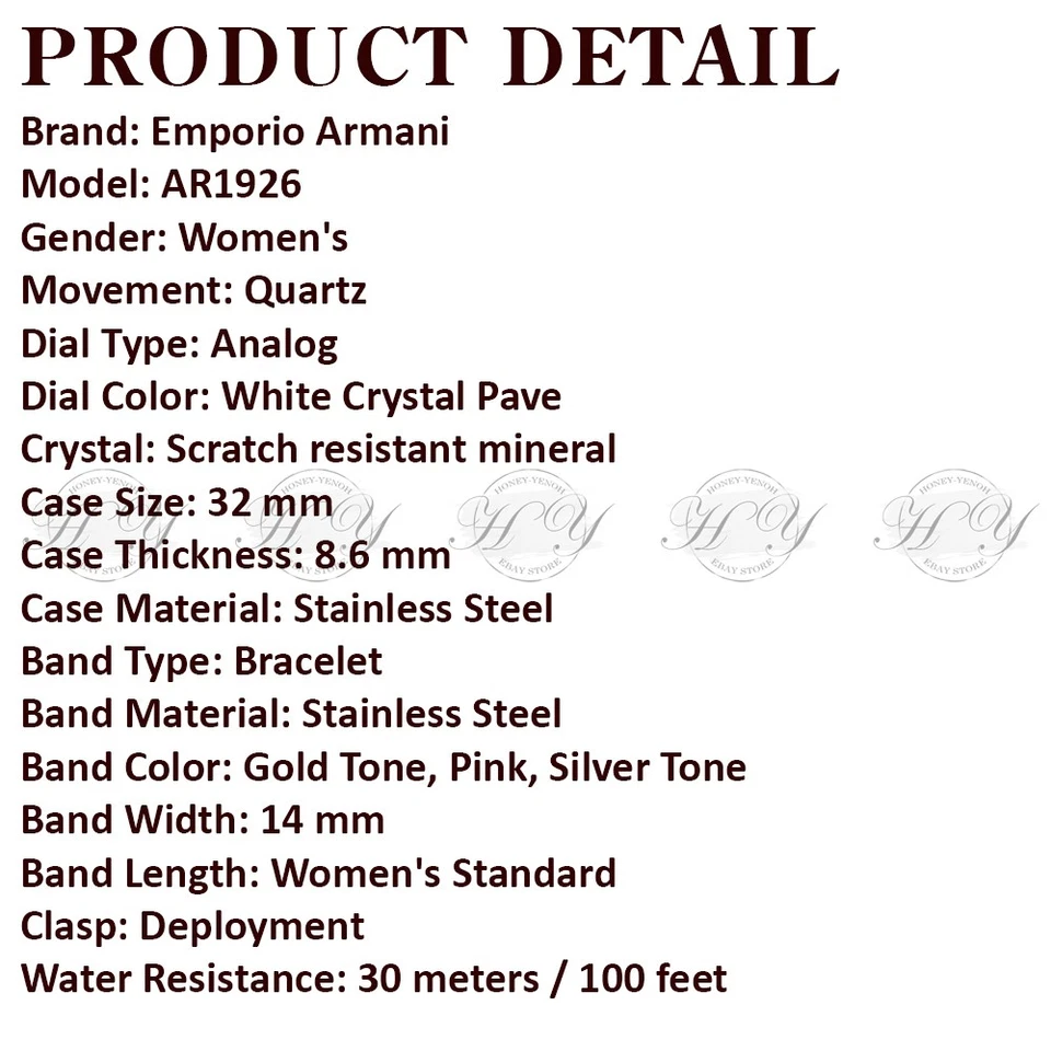 New Emporio Armani AR1926 Gianni T Bar Crystal Pave Dial Analog Women's Watch - image 2 of 4