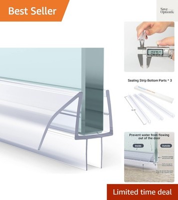 3 PCS Shower Door Bottom Seal for 3/8 Inch Glass - 15.75 Inches x 3, 3 Sectio...