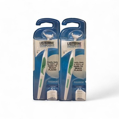 2 Pack REACH Ultraclean Access Flosser Starter 1 with 8 Refill Heads, White 
