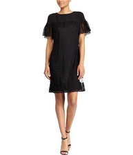 American Living Womens Flutter-Sleeve Shift Cocktail Dress, Black, 4
