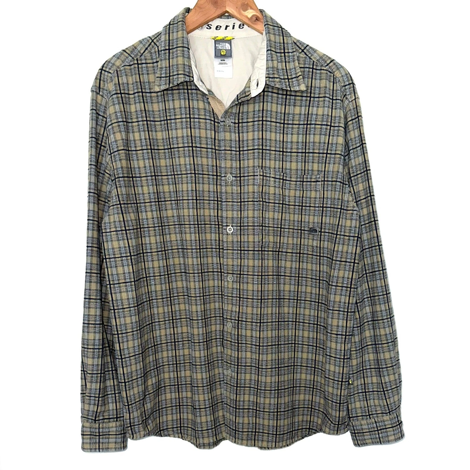 The North Face A5 Series Beige Plaid Button Up Cotton Shirt Size Medium