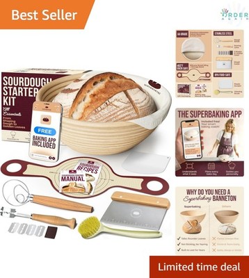 Bread Proofing Basket Set with Silicone Sling 9 inch Sourdough Baking Kit