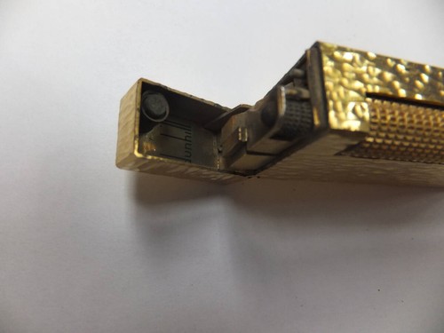 Dunhill Hammer Muster Goldbarren Roller Gas Feuerzeug Ausrüstung Gold Antik Vintage - Bild 6 von 8