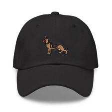 Sombrero Gorra Pastor Alemán Perro Bordado Algodón Negro, Regalo Personalizado para Amante del Perro