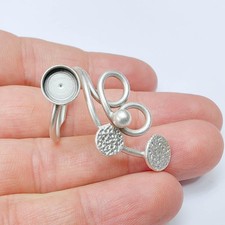 Spiral Ring Setting Blank Cabochon Mounting Adjustable Bezel Brass 8mm G37551