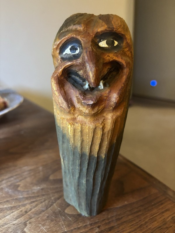 Vintage Troll  Figurine – Hand Carved Wooden Troll Norway Folk Art Vase