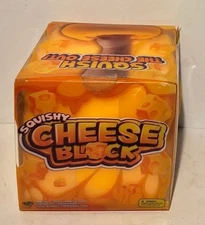 Extra Large Squishy Squeeze Cheese Block, Gag Gifts Funny Adult, 4.25 In NEW