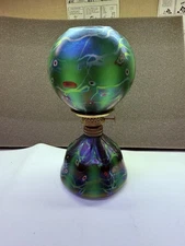 Signed Carl Radke / Phoenix Studios Custom Art Glass Miniature Oil Lamp