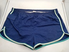 Vintage 1970s Swim Trunks w/ Lining Sz 36 38 Blue Side Pocket Surf Shorts Retro