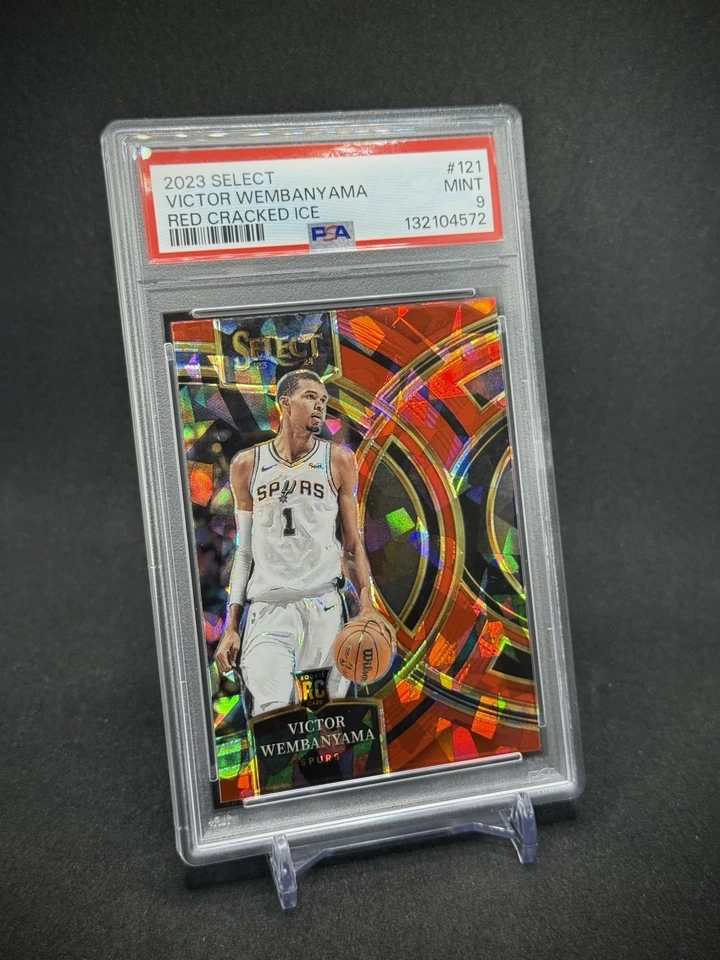 Victor Wembanyama 2023-24 Panini Select Red Cracked Ice Rookie PSA 9 Estado perfeito - Imagem 2 de 3