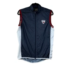 Rossignol Cycling Running Mesh Vest Mens Medium Full Zip  Blue White Red