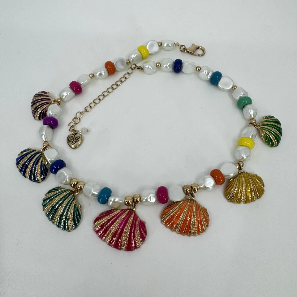 "Collar Betsey Johnson Beach Shell imitación perla colorido vibrante declaración 17-20""" Foto 3 de 4