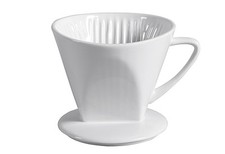 Filtro caffè 1x4 porcellana lavabile in lavastoviglie 1 foro 11,5 cm Ø13 cm bianco