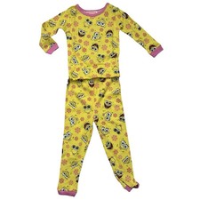 Nickelodeon SpongeBob Squarepants Girls Yellow Pink Thermal Underwear PJ Set 4