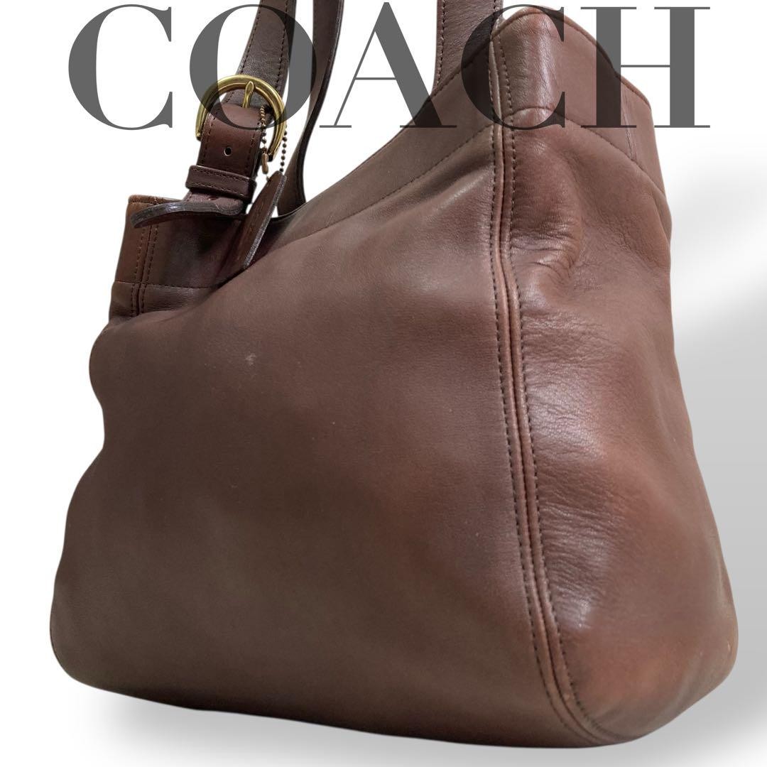 Vintage Coach Brown Leather Shoulder Tote Bag Authentic Excellent Condition