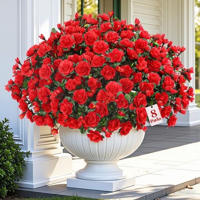 8 Large Bundles Artificial Flowers for Outdoors Spring Decoration, UV Resista...