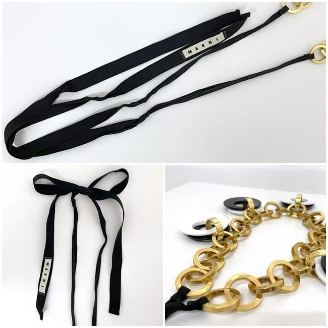 Collar Marni negro blanco oro metal plástico usado cadena MARNI accesorio cinta Foto 3 de 4