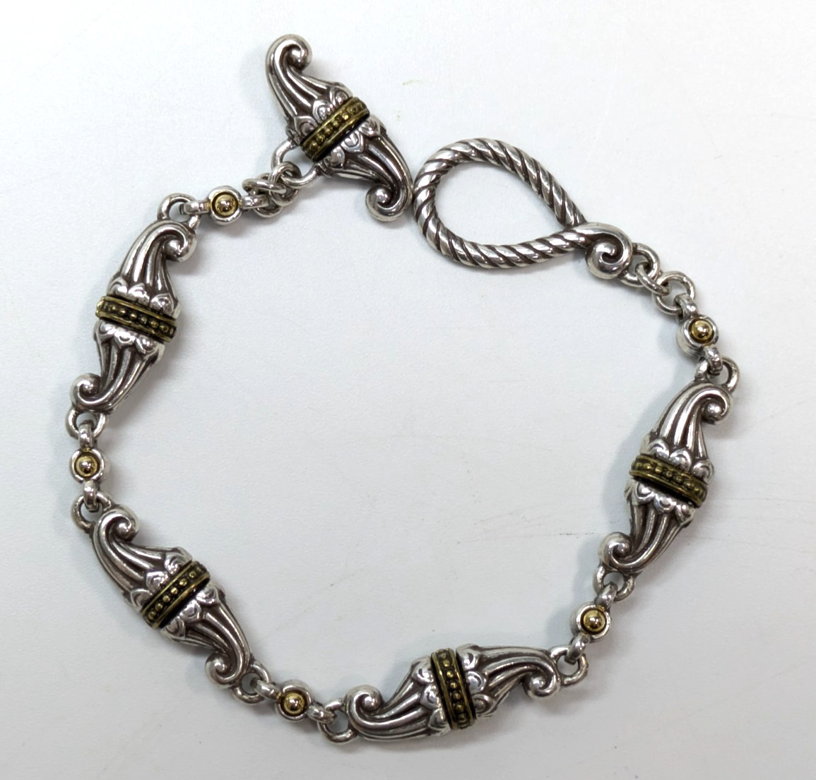 Brighton Scroll Toggle Bracelet Silver Plated Gol… - image 5
