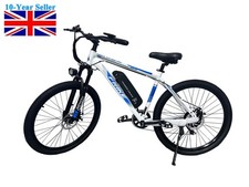 26" E-Bike 250W 36V 13Ah Pedal Assist Bicycle EAPC Removable Battery White/Blue