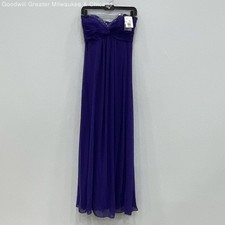 Davids Bridal Womens Purple Beaded Strapless Formal Dress Gown Size 2 Polyester