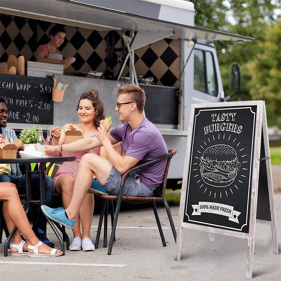 Rustic Chalkboard Blackboard Sign A Frame Easel Message Wedding Board Stand Up - Image 3 of 4