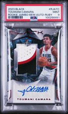 2023 Panini Black Rookie Jumbo Mem Patch Auto Toumani Camara Ruby /15 PSA 9
