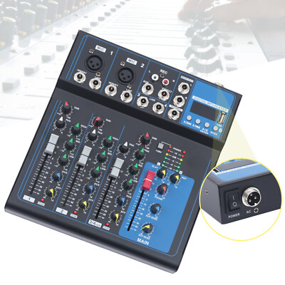4-Channel Bluetooth USB Audio Mixer with Reverb for DJs and Performances