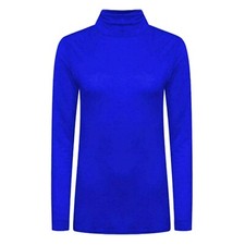 Womens Plain Turtle Polo Neck Top Long Sleeve Ladies Roll Neck Top Jumper 8-26
