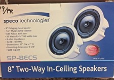 Speco  SP-8ECS  8" 2-Way in-ceiling Speakers -White - 8 Ohm Impedance