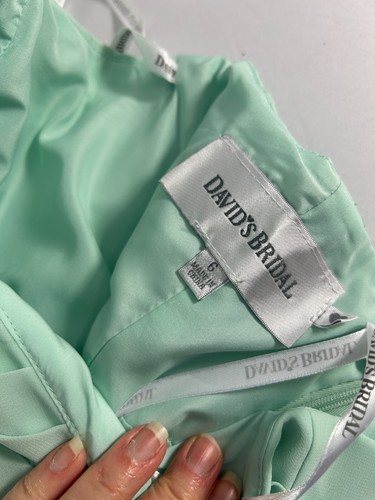 Davids Bridal Strapless Gown Dress Size 6 Mint Green Prom Bridesmaid Formal Maxi - Picture 3 of 6