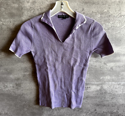 Impact 21 Ralph Lauren Purple Cotton Ribbed Polo Top Size M Japan
