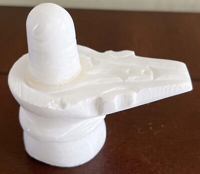 White Shiv Ling Lord Shiva Lingam H-2.2''