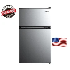 Arctic King 3.2 Cu ft Two Door Mini Fridge with Freezer, Stainless Steel, E-Star