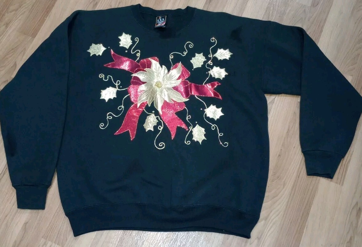 USA-Made XXLT Black Olympic Christmas 3D Pullover Sweatshirt