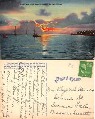 VTG Postcard- Where the sun rises and sets in the sea - Key West, FL-circa 1910-