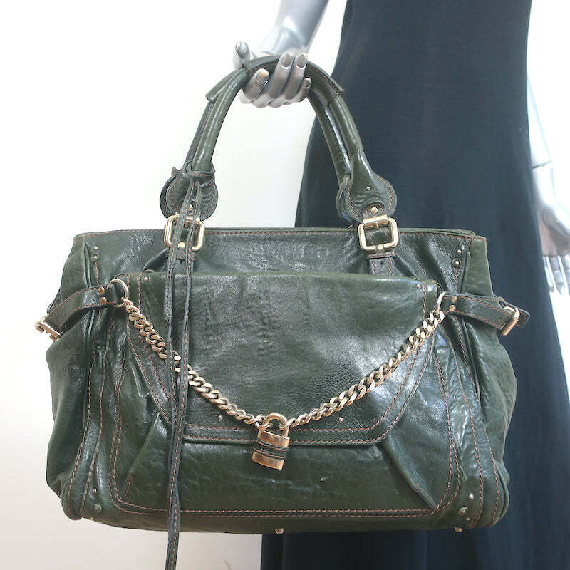 Chloe Large Paddington Capsule Tote Dark Green Leather Chloe Large Paddington Capsule Tote Dark Green Leather