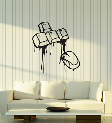 Vinyl Wall Decal Gaming Keyboard Mouse Gamer Room Interior Art Stickers (ig5746)