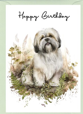 Geburtstagskarte Lhasa Apso Hund (4 Zoll x 6 Zoll) - innen leer - von Starprint