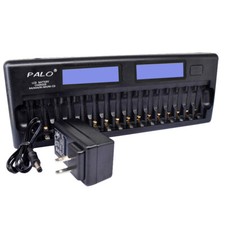 16Slot Bay Smart LCD Battery Charger Rechargeable for 1.2V NiMH NiCD AAA AA U5M6
