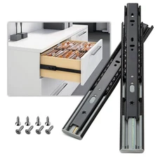 1 Pair Soft Close 24 Inch Drawer Slides 100 lb Load Capacity black (#5949)