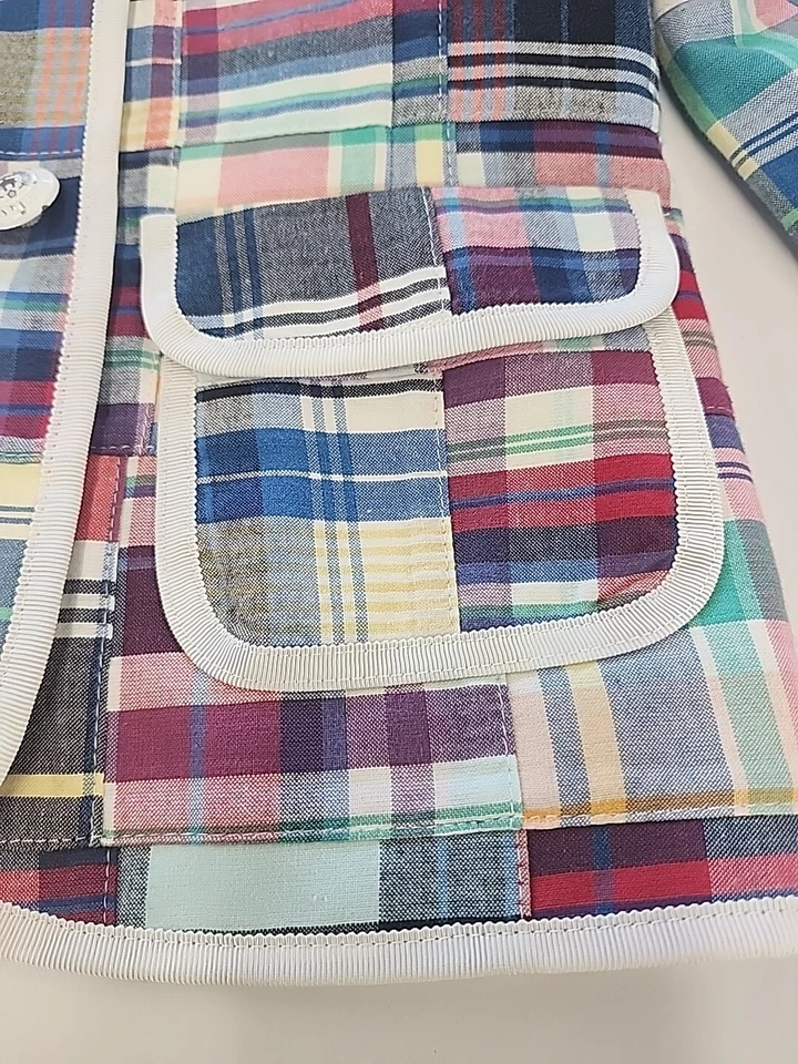 Chaqueta Blazer Brooks Brothers a Cuadros Madrás Abrigo Deportivo Niños Jóvenes Talla 8 Usada en Excelente Condición Foto 4 de 4