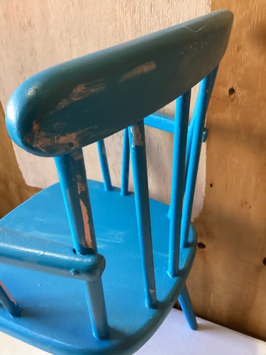 Ventage Wooden Childs Arm Chair Solid Currently Blue, but Easy to Paint - Picture 10 of 10