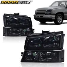 Fit For 03-07 Chevy Silverado Smoked Clear Corner Headlights+Signal Bumper Lamp 