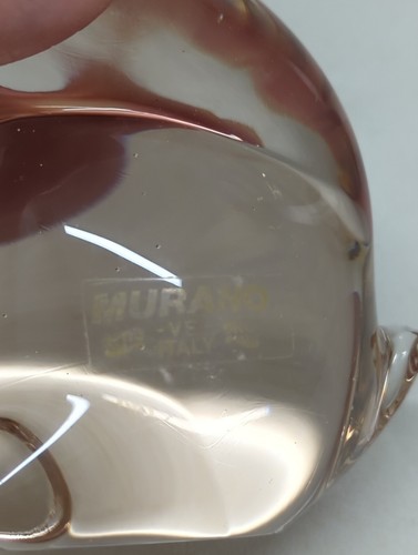 Figura de conejo de vidrio artístico italiano MURANO color rosa pálido 6" de alto - Imagen 7 de 16