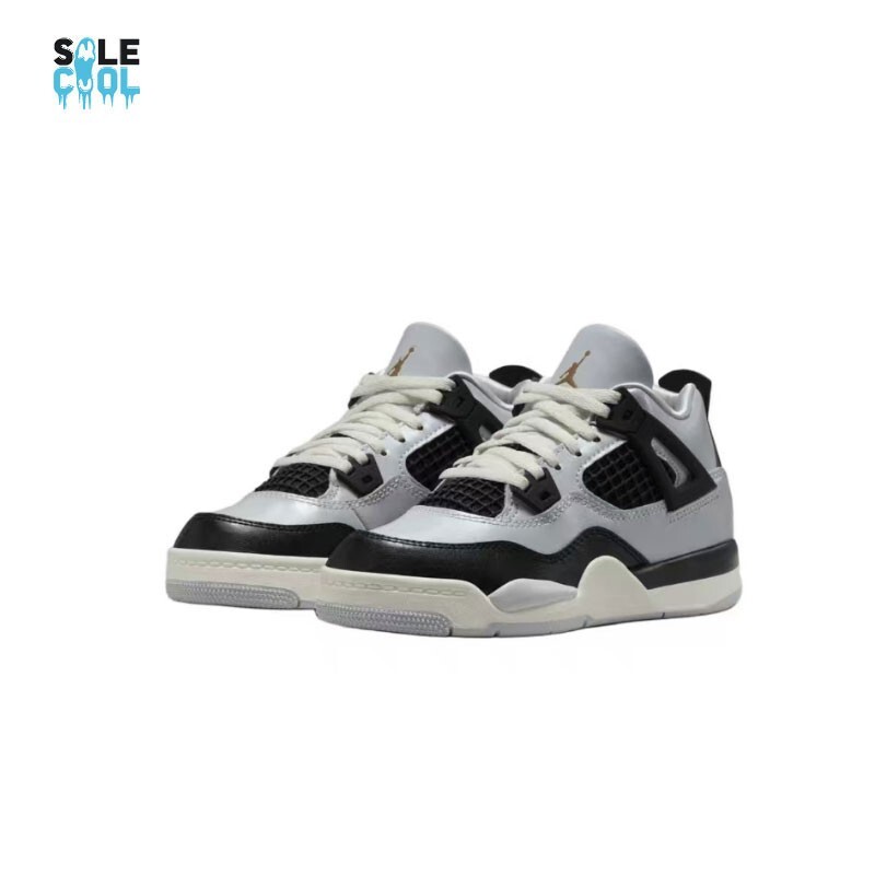 Air Jordan 4 Retro PS PreSchool 'Platinum Gold' Black Shoes FZ8586